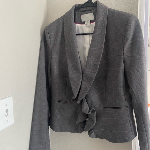 H&M suit slim fit size 10 elegant gray pink line s - Picture 7 of 7